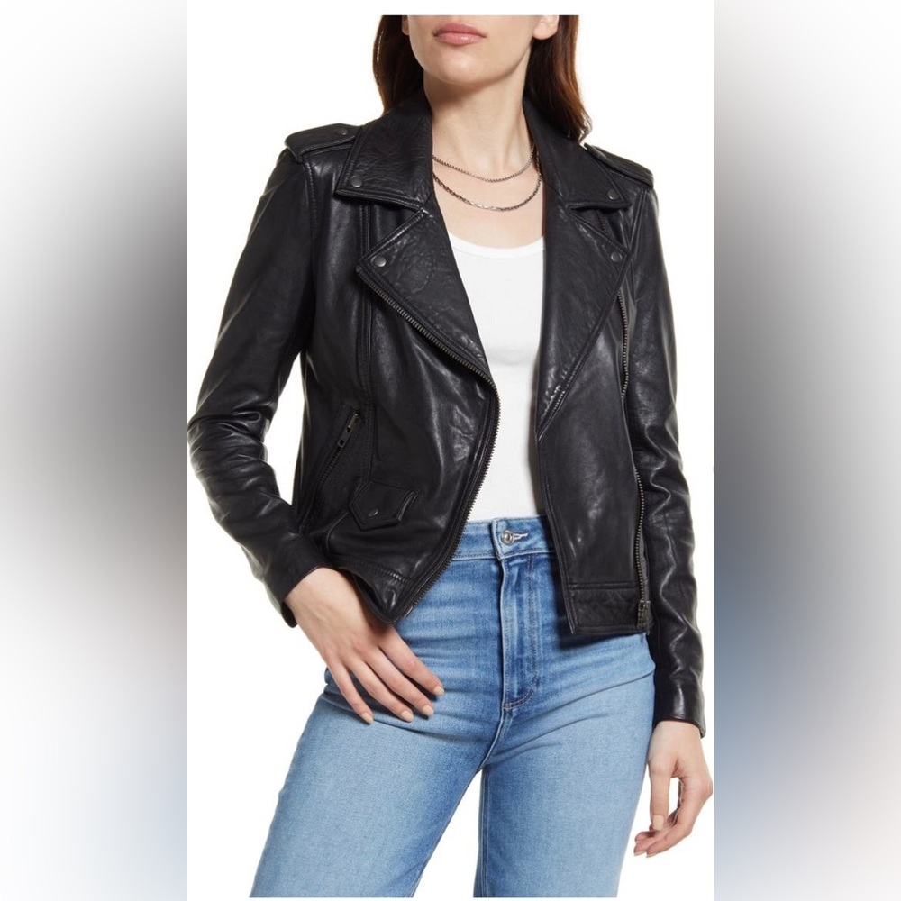 Treasure & Bond Leather Biker Jacket Large